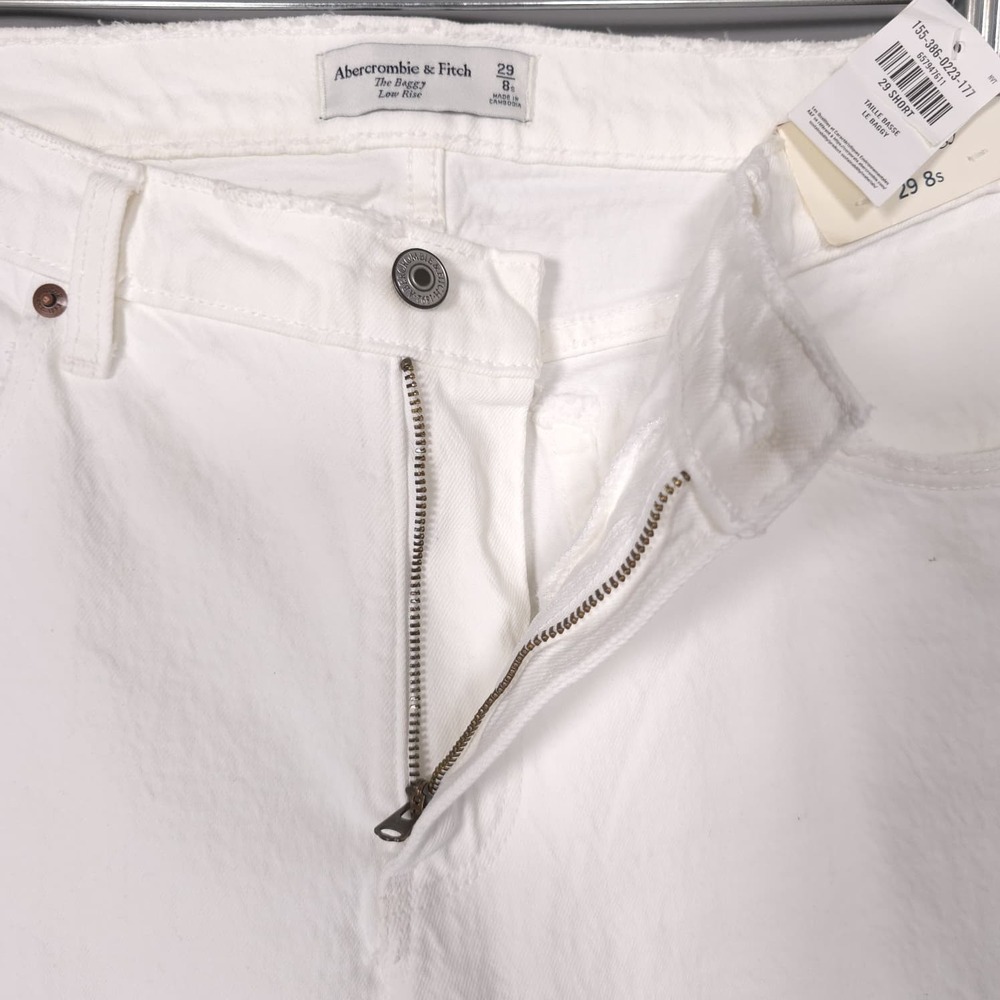 ABERCROMBIE & FITCH New Women's Jeans Baggy Low Rise Distressed 29 8s White - Picture 14 of 16